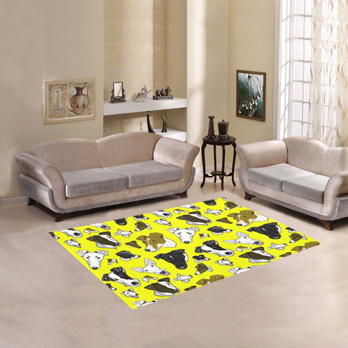 smooth fox terrier yellow Area Rug 5'3''x4'