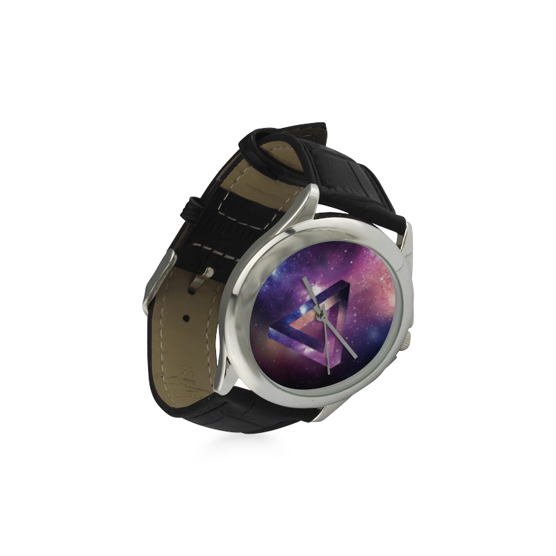 Trendy Purple Space Design Women's Classic Leather Strap Watch(Model 203)