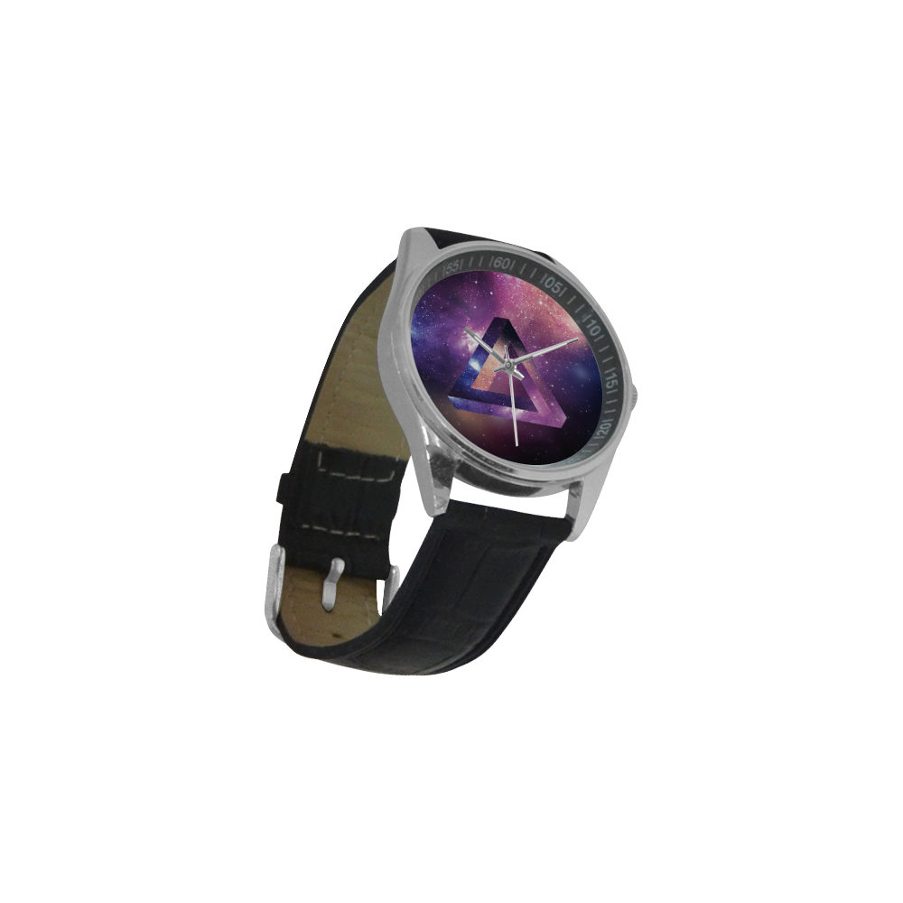 Trendy Purple Space Design Men's Casual Leather Strap Watch(Model 211)