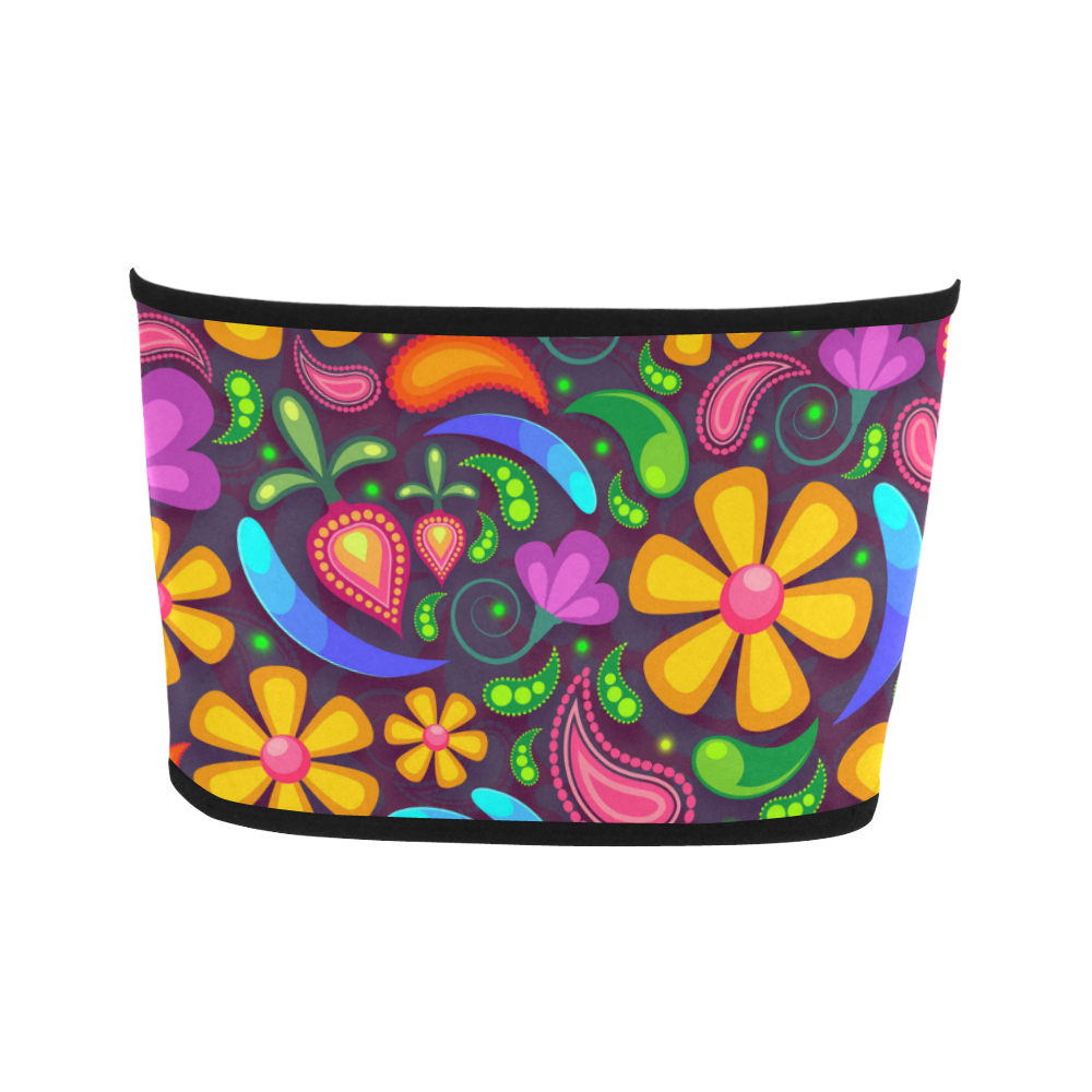 Funny Colorful Flowers Bandeau Top