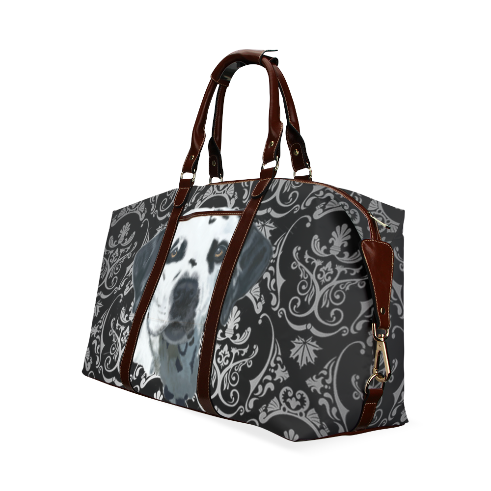 dalmation black damask travel Classic Travel Bag (Model 1643) Remake