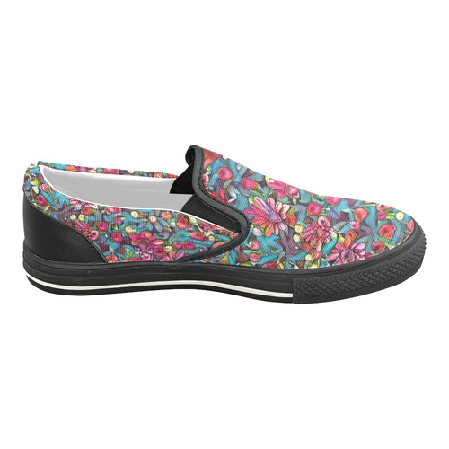 lovely floral 31A Women's Unusual Slip-on Canvas Shoes (Model 019)