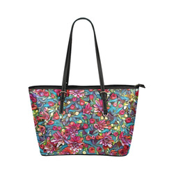 lovely floral 31A Leather Tote Bag/Large (Model 1651)