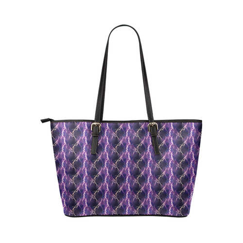 Lightning strikes Leather Tote Bag/Large (Model 1651)