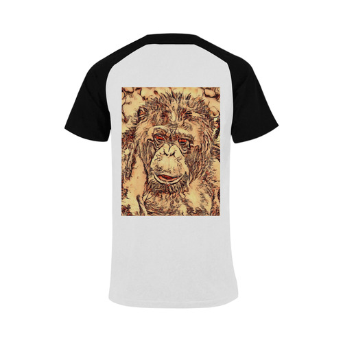 Animal ArtStudio- amazing chimpanzee Men's Raglan T-shirt Big Size (USA Size) (Model T11)