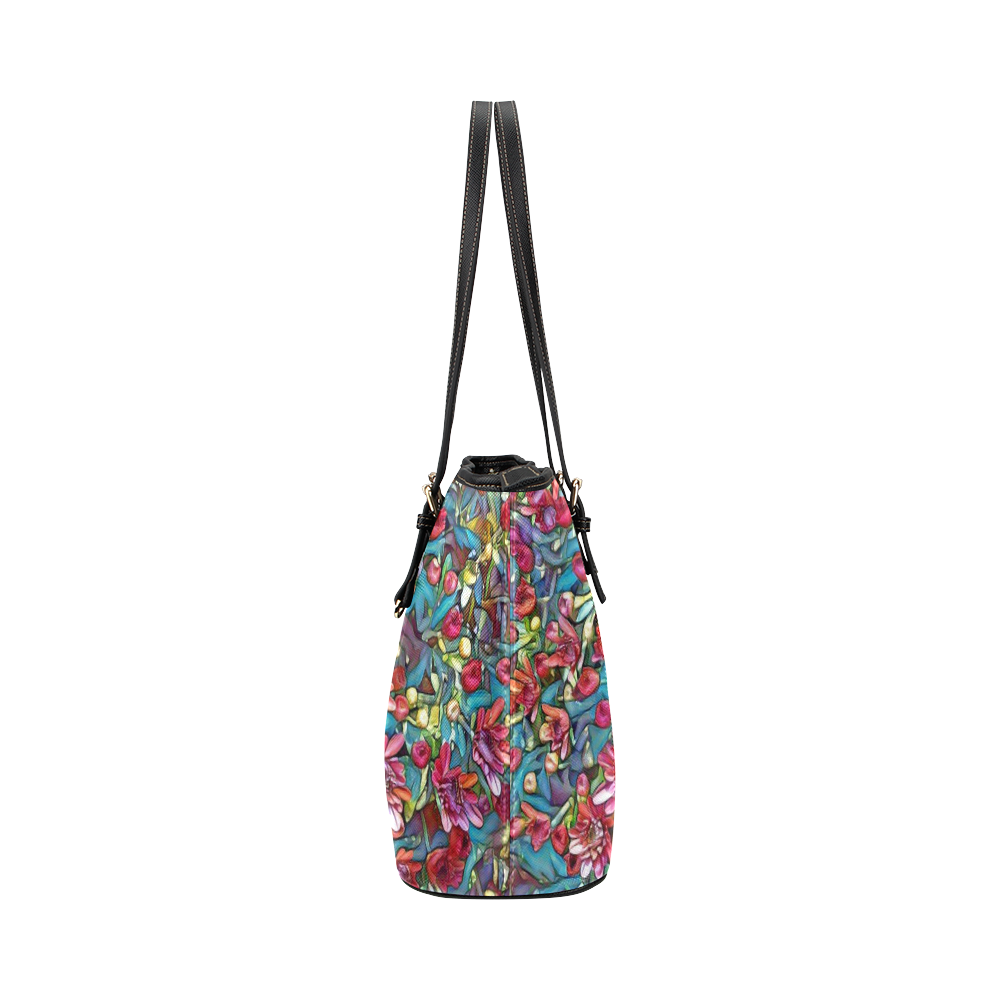 lovely floral 31A Leather Tote Bag/Large (Model 1651)