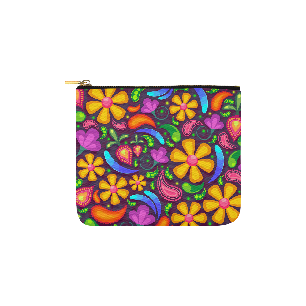 Funny Colorful Flowers Carry-All Pouch 6''x5''