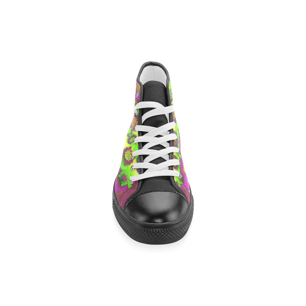 Heavy metal and rainbow stars Women's Classic High Top Canvas Shoes (Model 017)