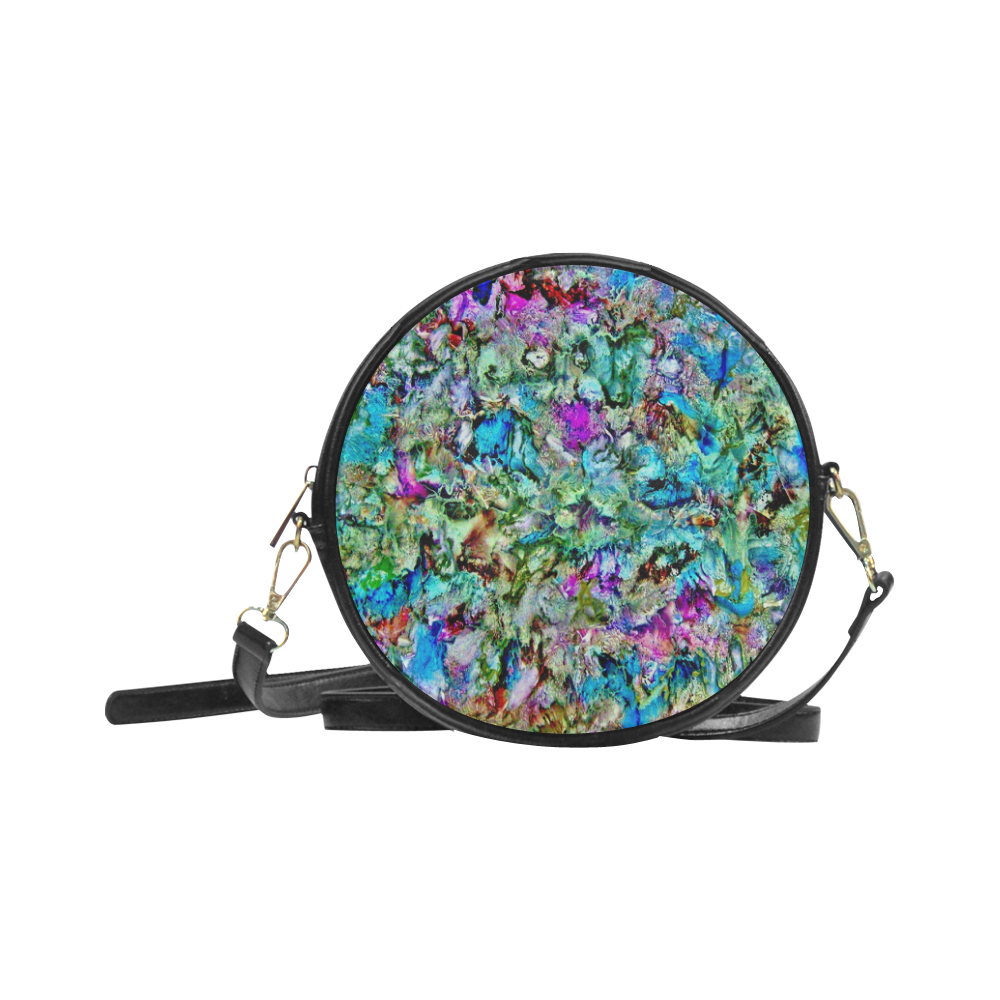Colorful Flower Marbling Round Sling Bag (Model 1647)