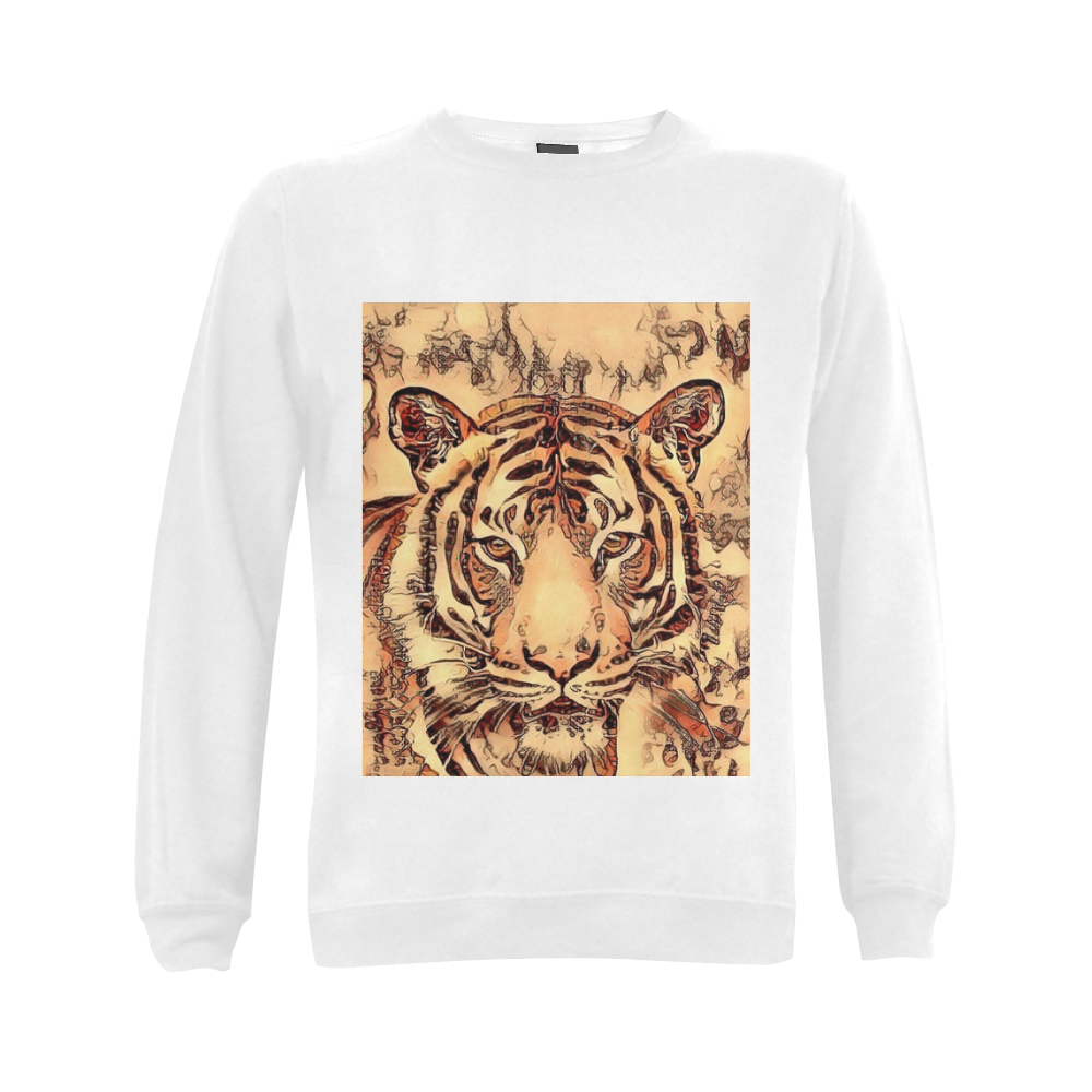 Animal ArtStudio- amazing Tiger Gildan Crewneck Sweatshirt(NEW) (Model H01)