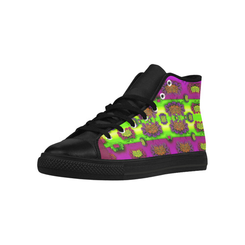 Heavy metal and rainbow stars Aquila High Top Microfiber Leather Women's Shoes/Large Size (Model 032)