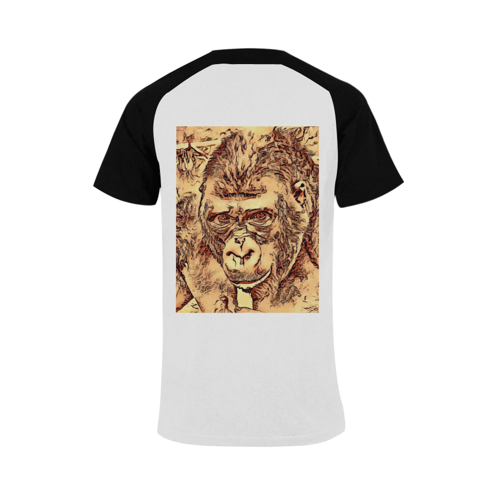 Animal ArtStudio- amazing Gorilla Men's Raglan T-shirt Big Size (USA Size) (Model T11)