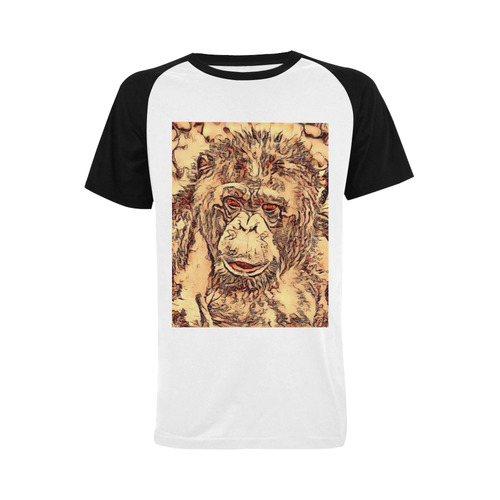 Animal ArtStudio- amazing chimpanzee Men's Raglan T-shirt Big Size (USA Size) (Model T11)