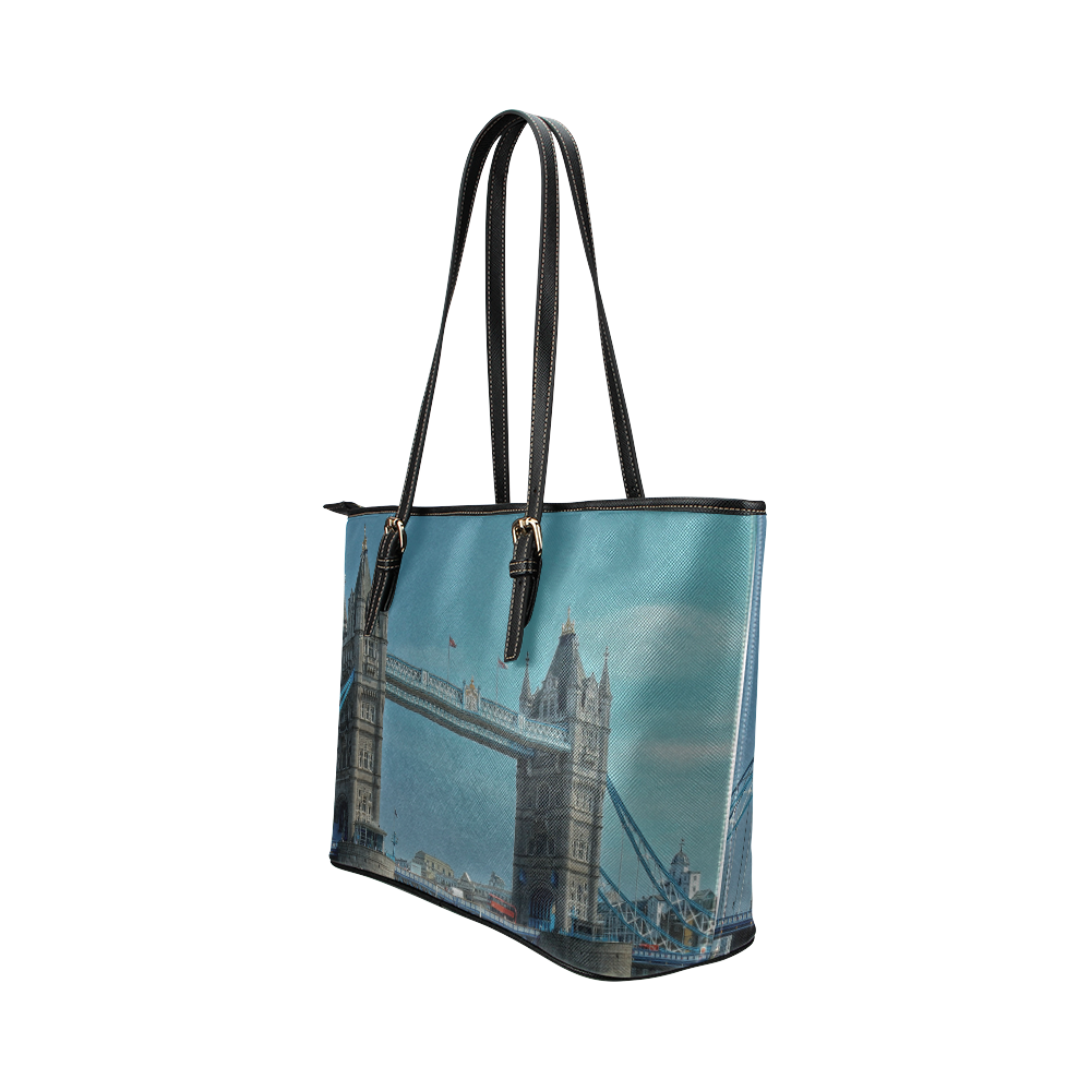 The Tower Bridge of London Leather Tote Bag/Small (Model 1651)
