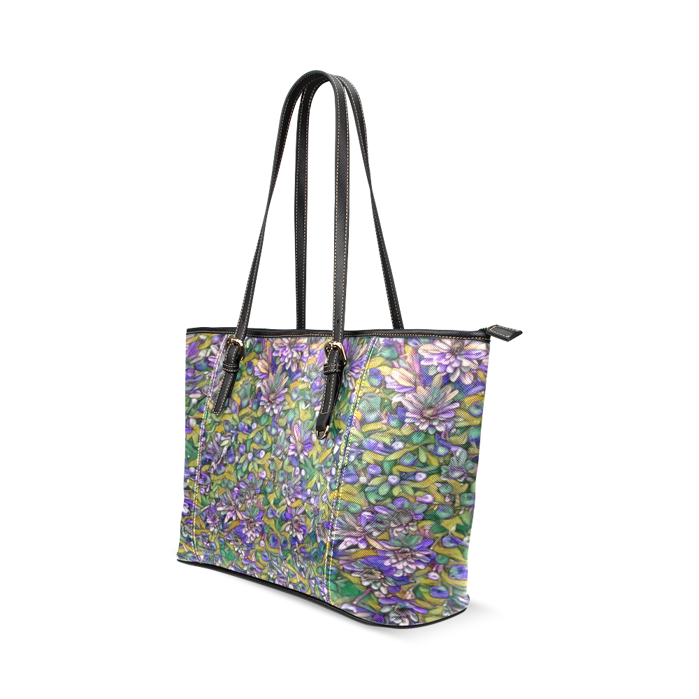 lovely floral 31C Leather Tote Bag/Small (Model 1640)