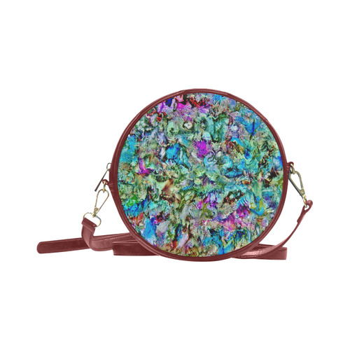 Colorful Flower Marbling Round Sling Bag (Model 1647)