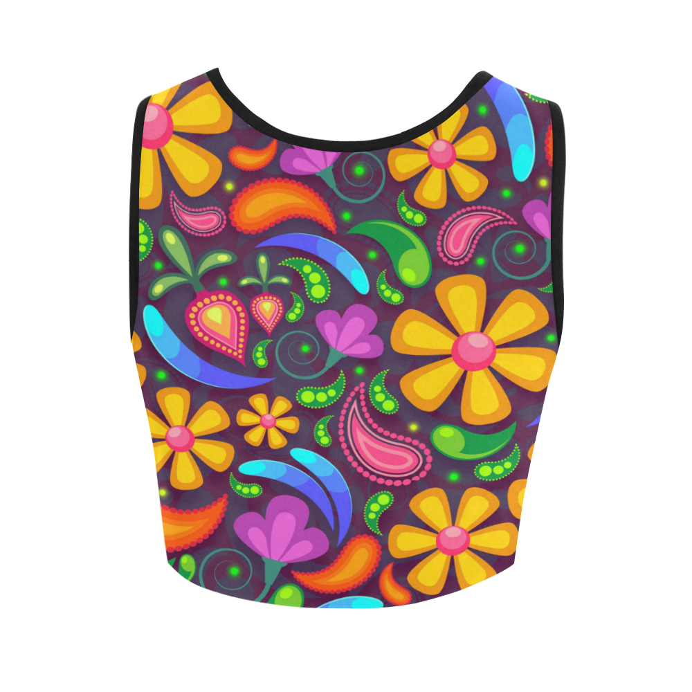 Funny Colorful Flowers Women's Crop Top (Model T42)
