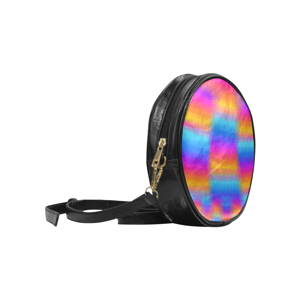 Psychedelic Rainbow Heat Waves Round Sling Bag (Model 1647)