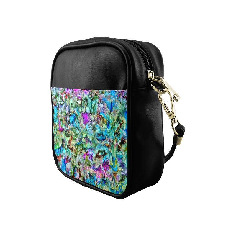 Colorful Flower Marbling Sling Bag (Model 1627)