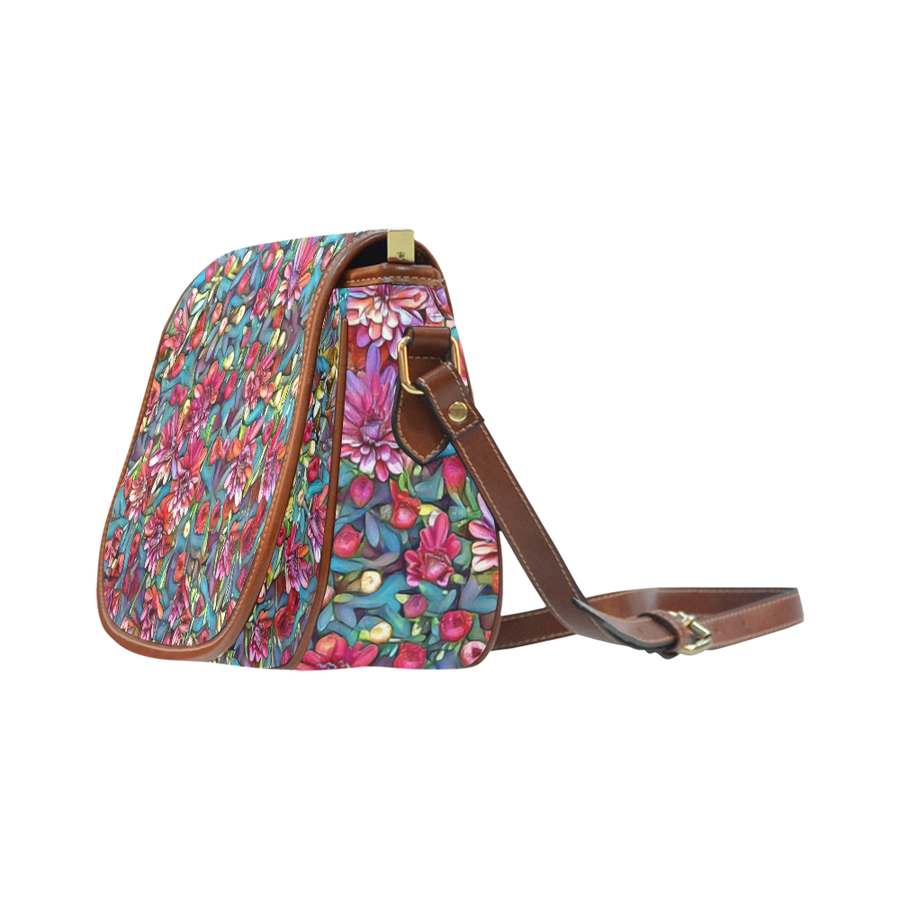 lovely floral 31A Saddle Bag/Small (Model 1649) Full Customization