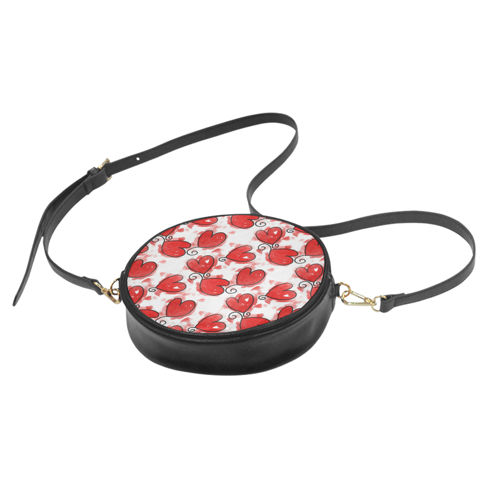 Love Hearts Watercolor Round Sling Bag (Model 1647)
