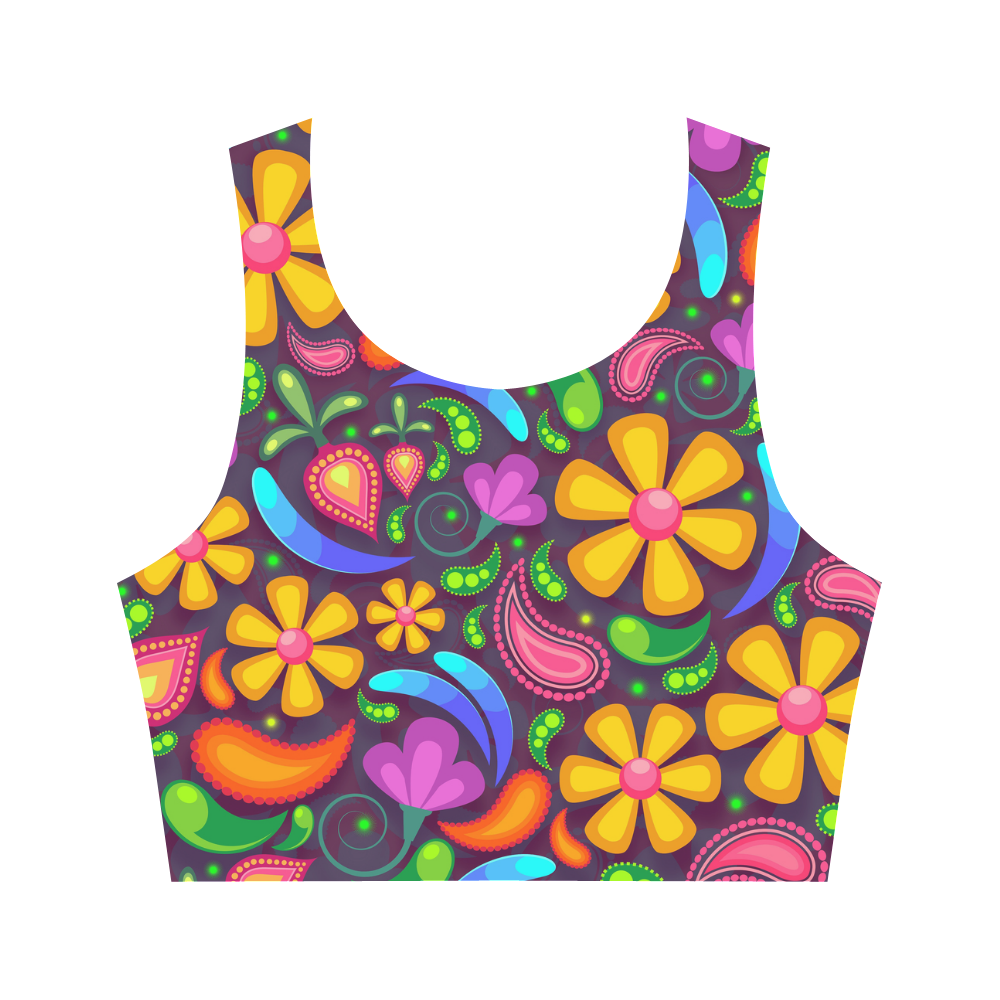 Funny Colorful Flowers Women's Crop Top (Model T42)