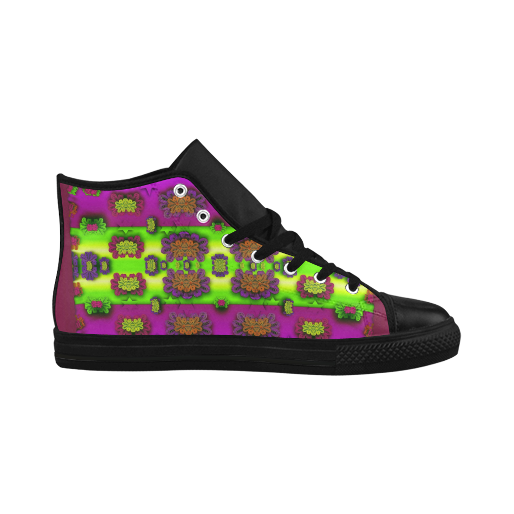 Heavy metal and rainbow stars Aquila High Top Microfiber Leather Women's Shoes/Large Size (Model 032)