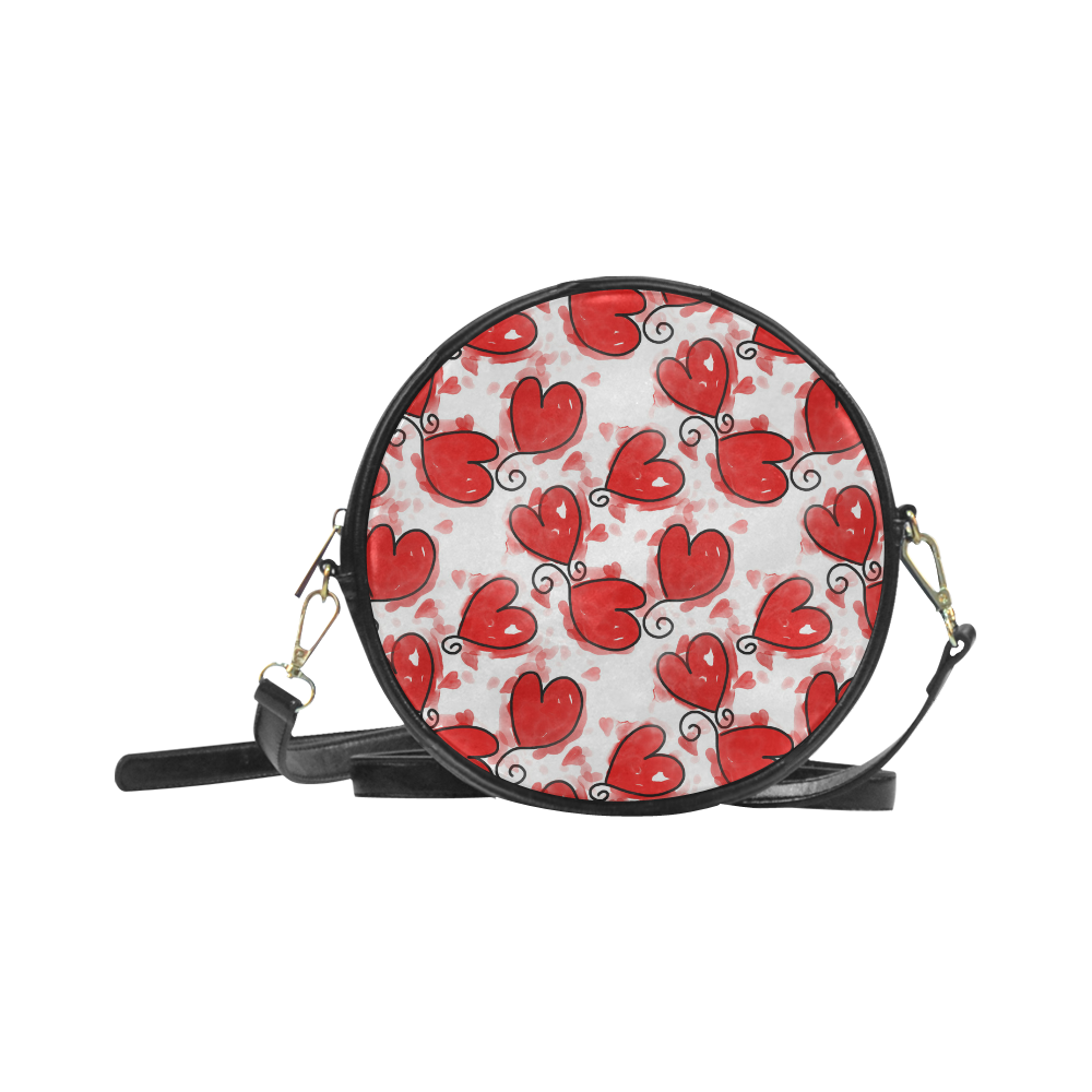 Love Hearts Watercolor Round Sling Bag (Model 1647)