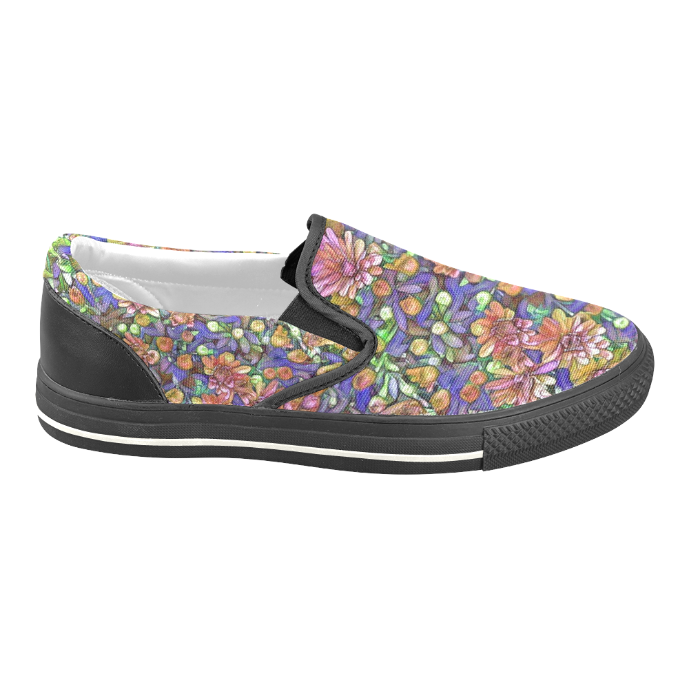 lovely floral 31B Women's Unusual Slip-on Canvas Shoes (Model 019)