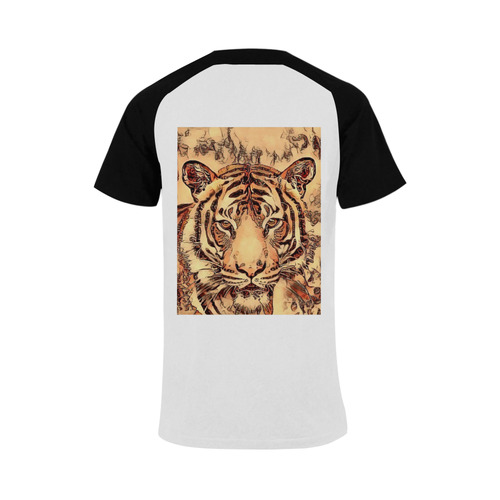 Animal ArtStudio- amazing Tiger Men's Raglan T-shirt Big Size (USA Size) (Model T11)