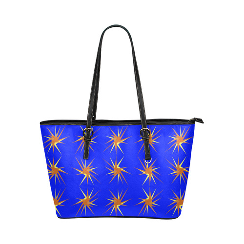 BLUE SPARKLES Leather Tote Bag/Small (Model 1651)