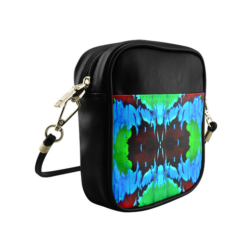 Abstract Green Brown, Blue Red Marbling Sling Bag (Model 1627)
