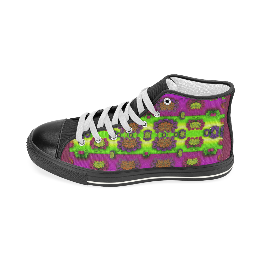 Heavy metal and rainbow stars Women's Classic High Top Canvas Shoes (Model 017)
