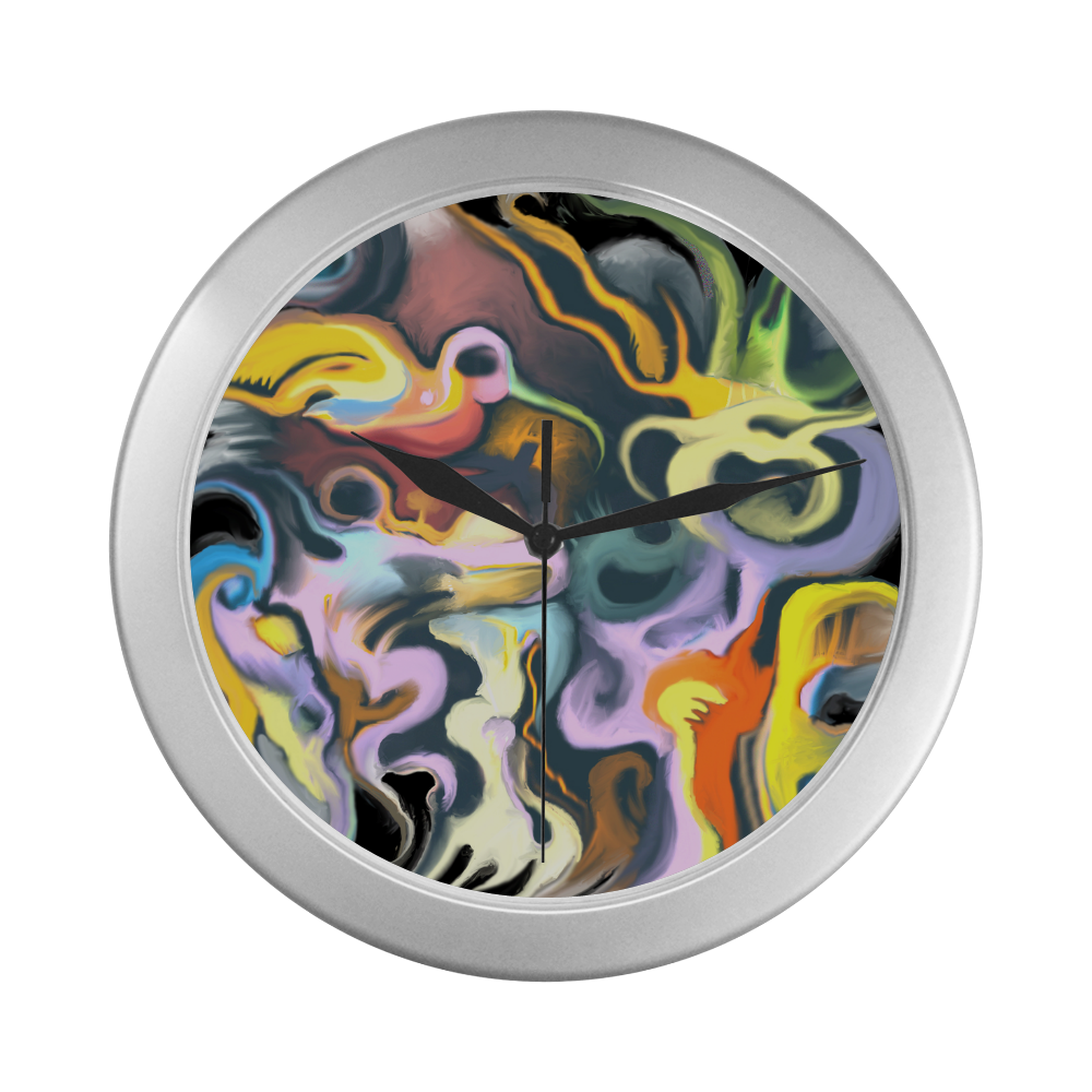 pop round Silver Color Wall Clock