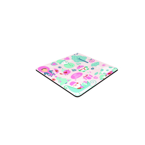 Happy Winter Christmas Holiday Pattern Square Coaster