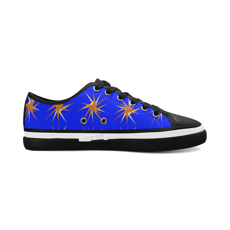 BLUE SPARKLES Women's Canvas Zipper Shoes/Large Size (Model 001)