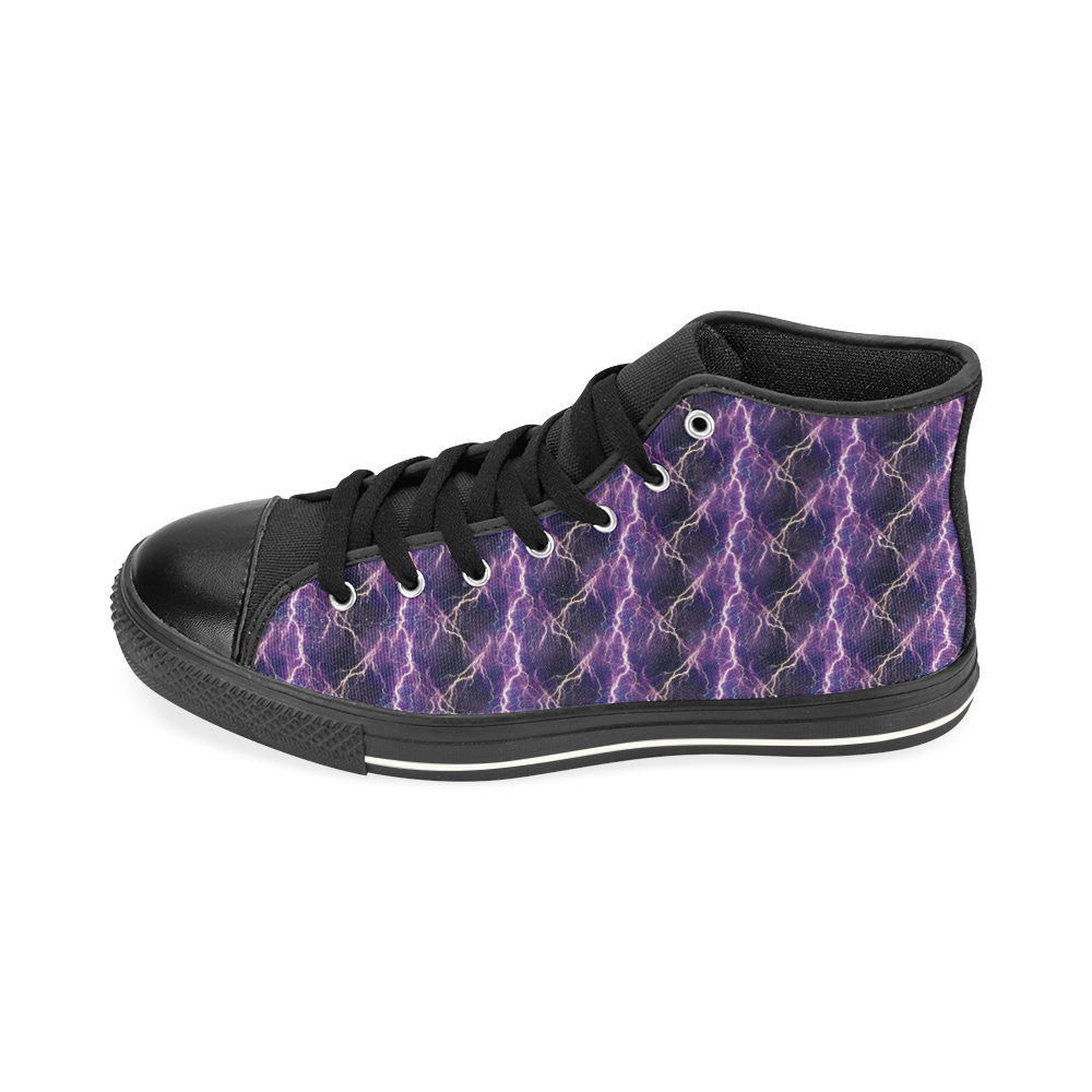 Lightning strikes High Top Canvas Women's Shoes/Large Size (Model 017)