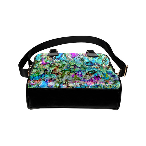Colorful Flower Marbling Shoulder Handbag (Model 1634)