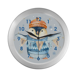 BlueClockFace1 Silver Color Wall Clock