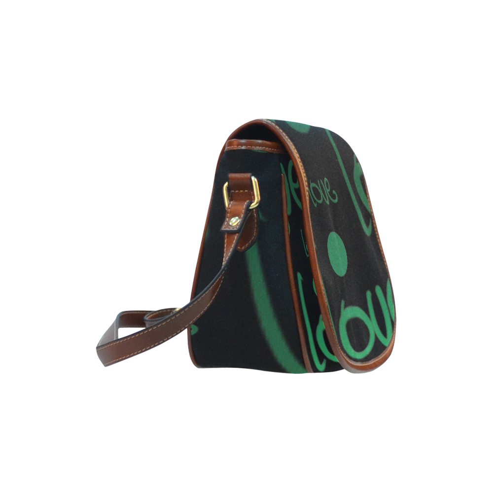 Green Love Saddle Bag/Small (Model 1649) Full Customization
