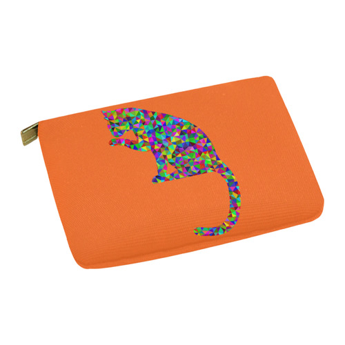 Sitting Kitty Abstract Triangle Orange Carry-All Pouch 12.5''x8.5''