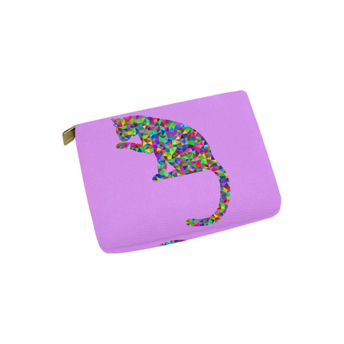 Sitting Kitty Abstract Triangle Purple Carry-All Pouch 6''x5''