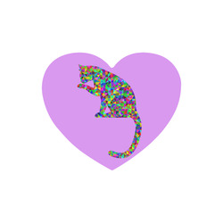 Sitting Kitty Abstract Triangle Purple Heart-shaped Mousepad