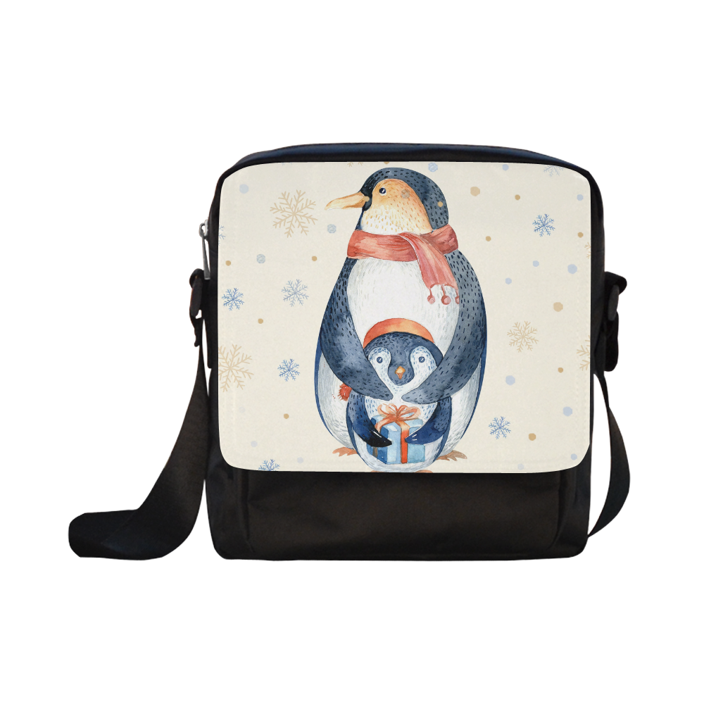 cute penguin, christmas Crossbody Nylon Bags (Model 1633)