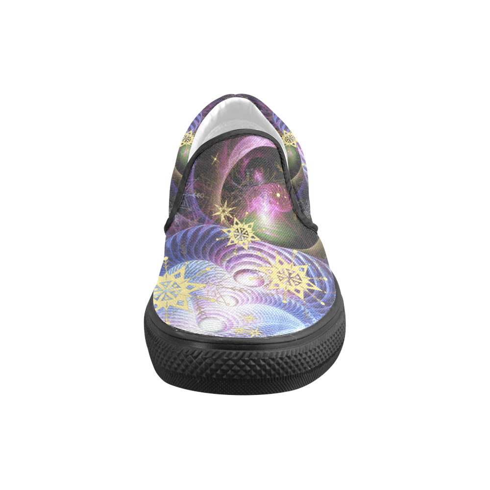 fractal energy bursts Slip-on Canvas Shoes for Men/Large Size (Model 019)