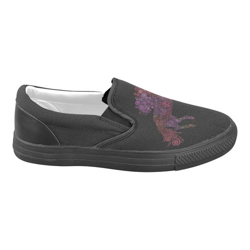 3d Floral Psychedelic Unicorn Women's Unusual Slip-on Canvas Shoes (Model 019)