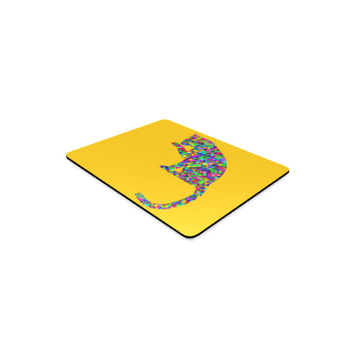 Sitting Kitty Abstract Triangle Yellow Rectangle Mousepad