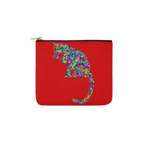 Sitting Kitty Abstract Triangle Red Carry-All Pouch 6''x5''