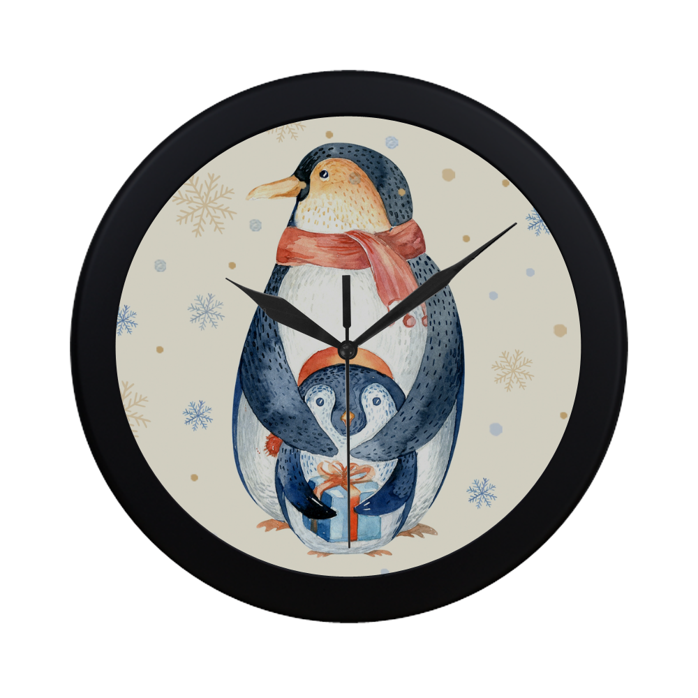 cute penguin, christmas Circular Plastic Wall clock