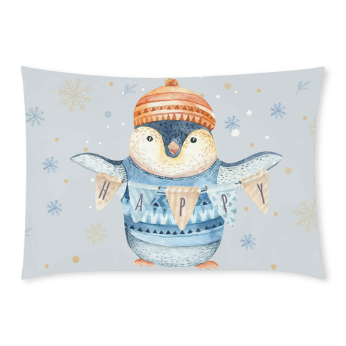 cute penguin, christmas Custom Rectangle Pillow Case 20x30 (One Side)